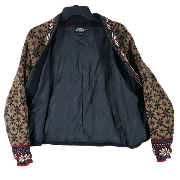 Vtg Icelandic Design Sweater Jacket Womens S Nordic Brown Multicolor Lined - Picture 6 of 15